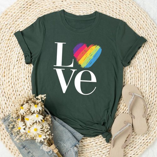 T-shirt LGBT arc-en-ciel cœur et lettre - SHEIN - Modalova