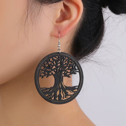 Pendants d'oreilles ronds à détail d'arbre - SHEIN - Modalova