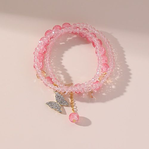 Pièces Bracelet perlé à strass à breloque papillon - SHEIN - Modalova
