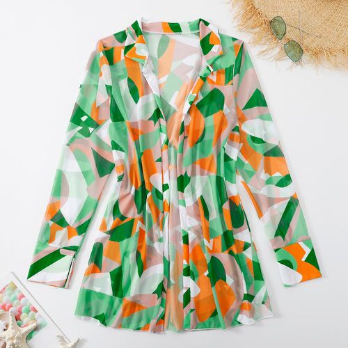Kimono à imprimé géométrique ouvert - SHEIN - Modalova