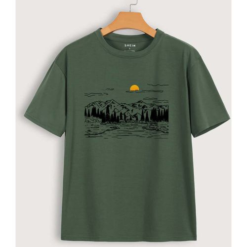T-shirt à imprimé montagne et soleil - SHEIN - Modalova