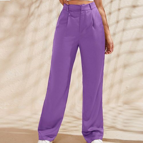 Pantalon taille haute à poches en satin - SHEIN - Modalova