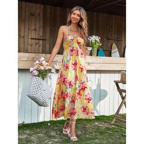 Robe Dos-nu Au Dos Noué Froncé Bohème Floral Tropical - SHEIN - Modalova