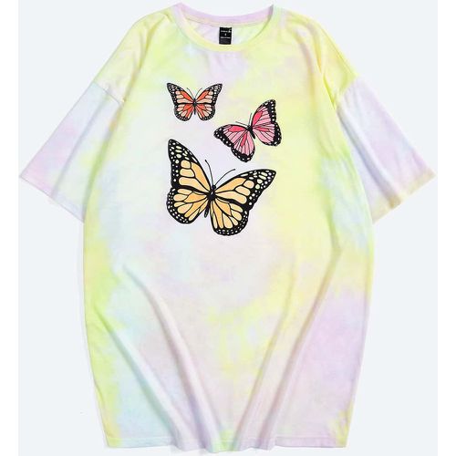 T-shirt à imprimé papillon tie dye - SHEIN - Modalova