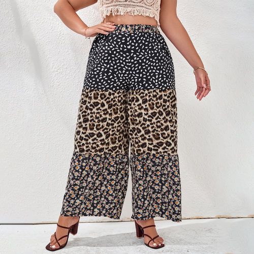 Pantalon ample à imprimé léopard et floral - SHEIN - Modalova