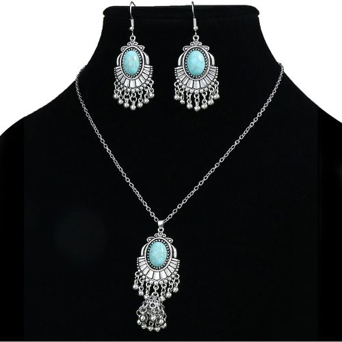 Collier à détail turquoise Jhumka & pendants d'oreilles - SHEIN - Modalova