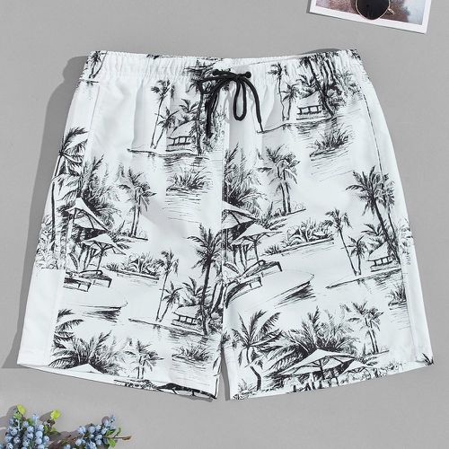 Short de bain à imprimé tropical à cordon - SHEIN - Modalova