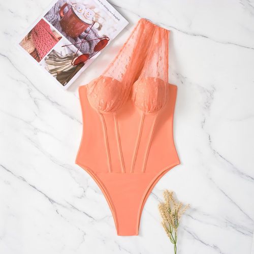 Maillot de bain une pièce push-up en dentelle asymétrique - SHEIN - Modalova