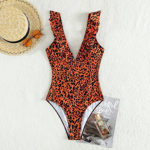 Maillot de bain une pièce léopard à volants - SHEIN - Modalova