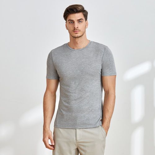 Homme T-shirt unicolore col rond - SHEIN - Modalova