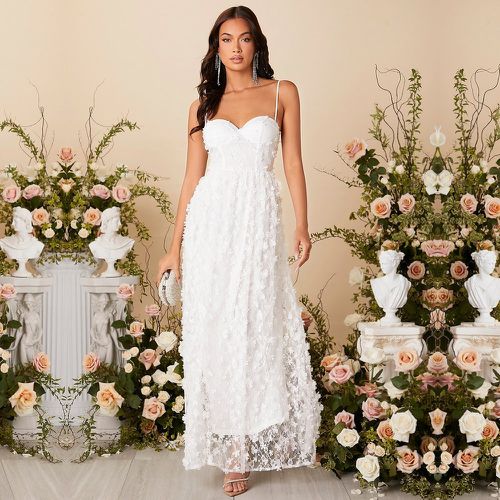 Robe de mariage à applique fleurie en tulle à fines brides - SHEIN - Modalova