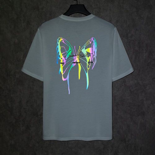 T-shirt réfléchissant à motif papillon et lettre - SHEIN - Modalova