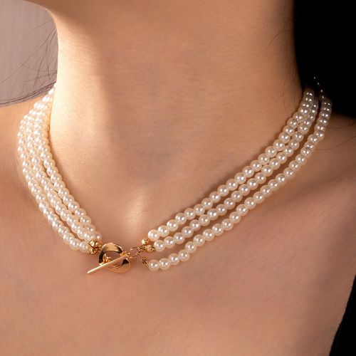 Collier à détail cœur et fausse perle - SHEIN - Modalova