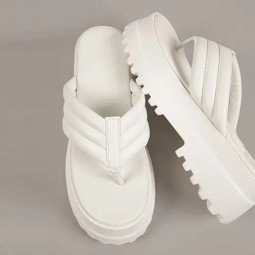 Sandales compensées en similicuir avec bretelles - SHEIN - Modalova