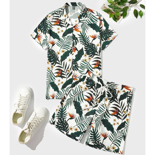 Chemise à imprimé tropical & Short à cordon - SHEIN - Modalova