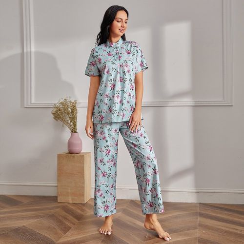 Ensemble de pyjama pantalon & top à col montant à imprimé floral - SHEIN - Modalova