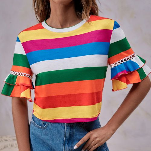 T-shirt à blocs de couleurs manches évasées - SHEIN - Modalova