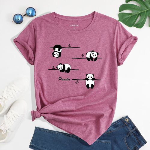 T-shirt à motif panda et lettres - SHEIN - Modalova