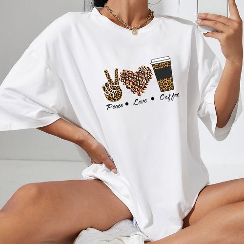 T-shirt oversize à motif cœur et lettre - SHEIN - Modalova