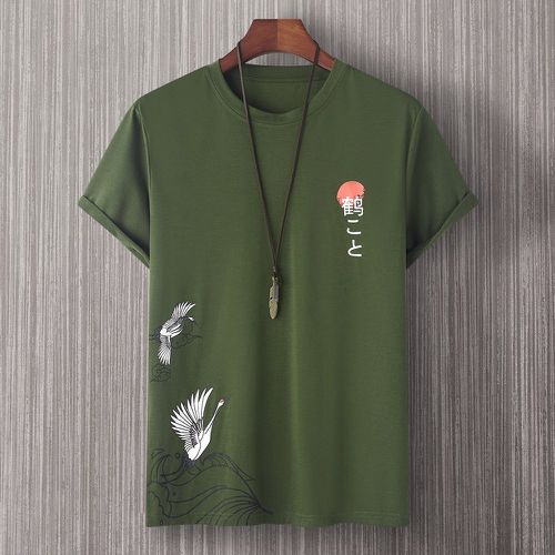 T-shirt grue & lettre japonaise - SHEIN - Modalova