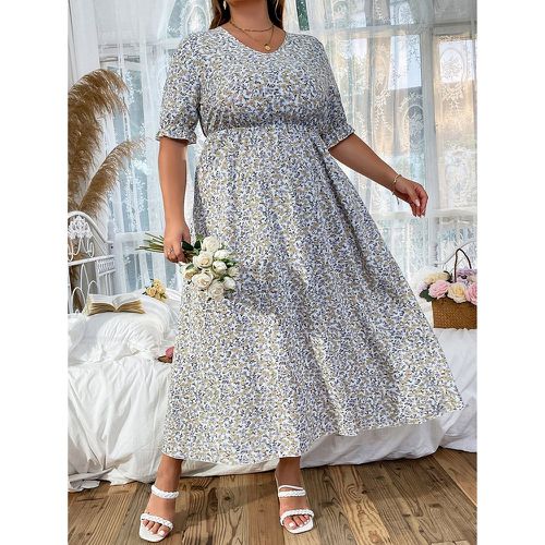 Robe trapèze fleuri manches bouffantes - SHEIN - Modalova