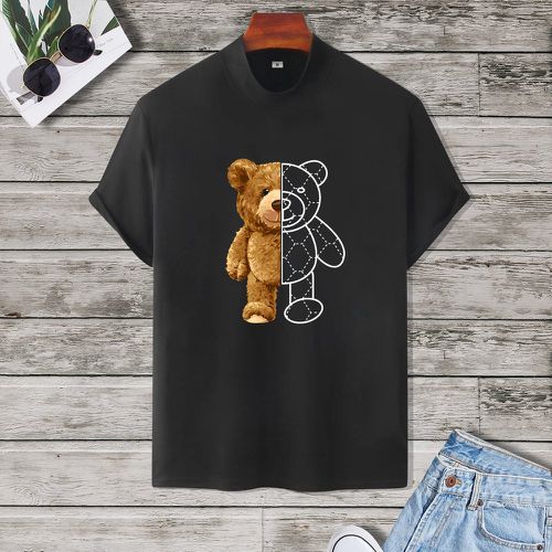 T-shirt à imprimé ours à col montant - SHEIN - Modalova