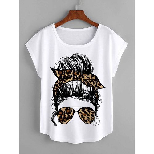 T-shirt léopard & à imprimé figure - SHEIN - Modalova