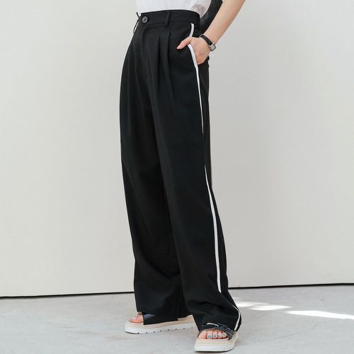 Pantalon ample à bande contrastante à détail plié - SHEIN - Modalova