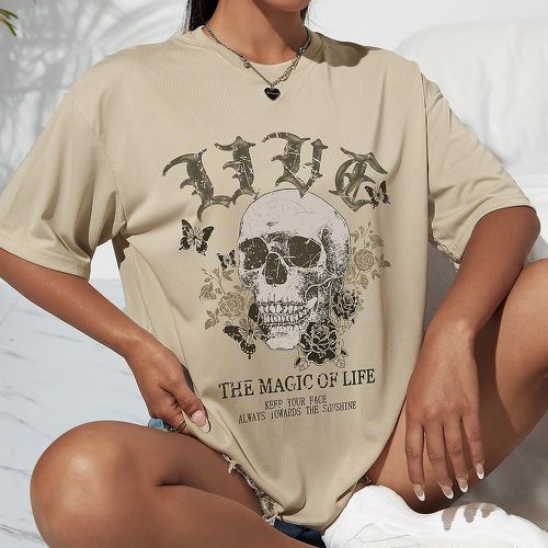 T-shirt tête de mort et à motif slogan - SHEIN - Modalova