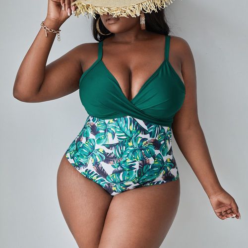 Maillot de bain une pièce à imprimé tropical taille haute - SHEIN - Modalova