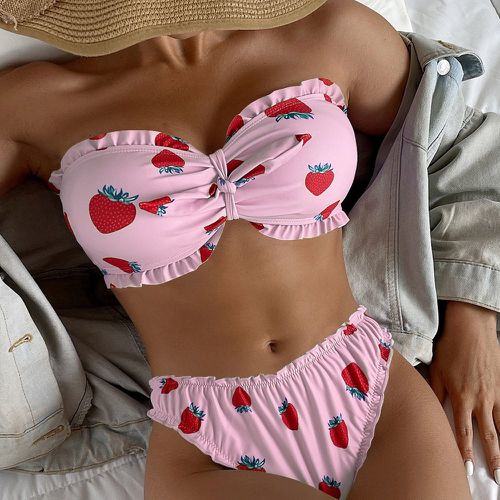 Bikini bandeau à imprimé fraise - SHEIN - Modalova