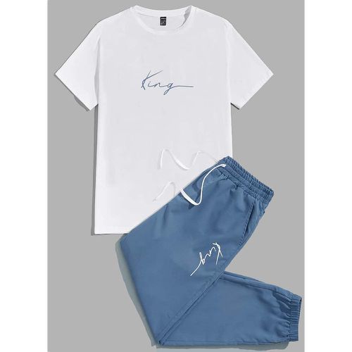 T-shirt à lettres & Pantalon à cordon - SHEIN - Modalova