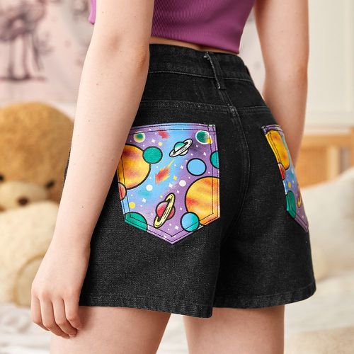 Short en jean à imprimé planète - SHEIN - Modalova