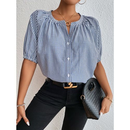 Blouse à carreaux manches bouffantes - SHEIN - Modalova