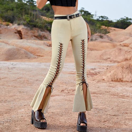 Pantalon évasé style occidental à lacets - SHEIN - Modalova