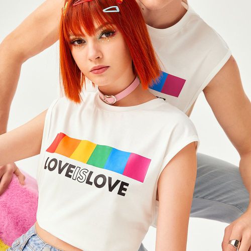 Pièce T-shirt LGBT à blocs de couleurs à motif slogan manches chauve-souris - SHEIN - Modalova