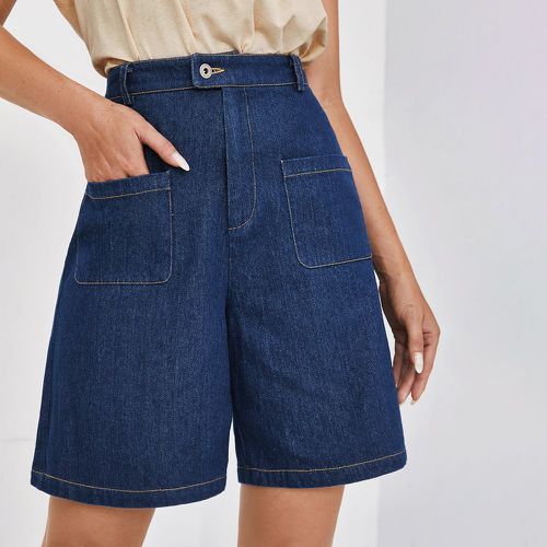 Bermuda en jean taille haute avec poches - SHEIN - Modalova