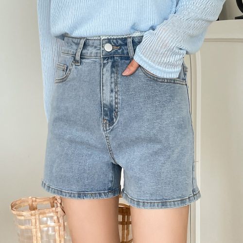 Shorts en jeans Boutons Poche Unicolore - SHEIN - Modalova