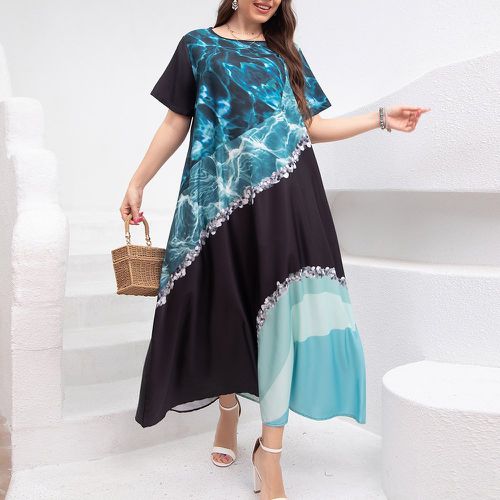 Robe tunique à imprimé marbré à blocs de couleurs - SHEIN - Modalova