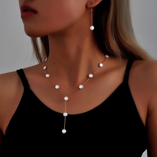 Collier avec pendentif à fausse perle & pendants d'oreilles - SHEIN - Modalova