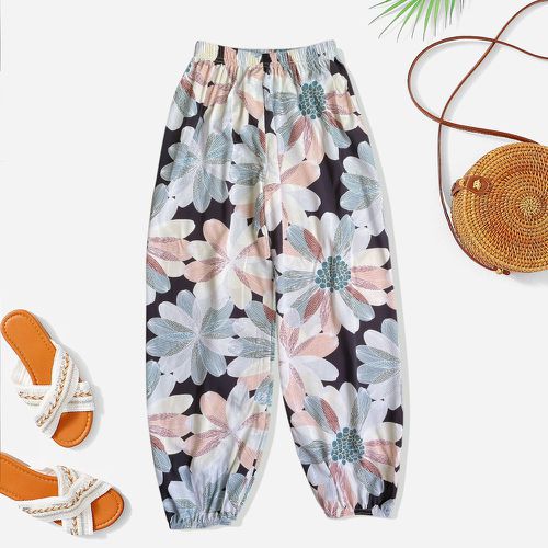 Pantalon de jogging à imprimé floral taille élastique - SHEIN - Modalova