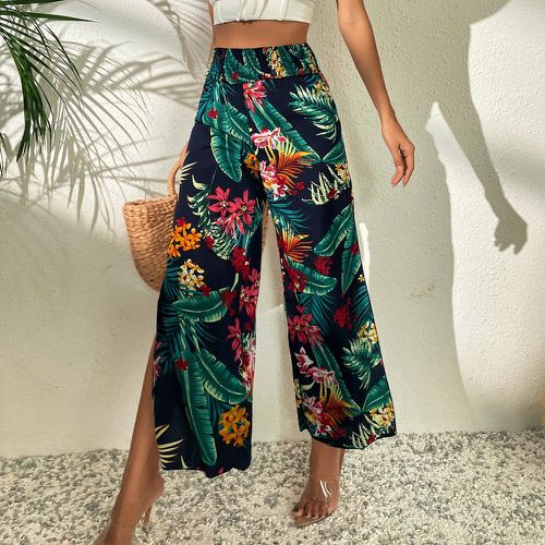 Pantalon à imprimé tropical fendu - SHEIN - Modalova
