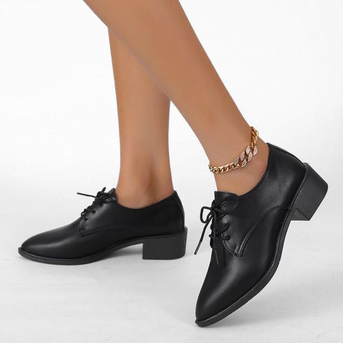 Chaussures en oxford à lacets à bout pointu à talons épais - SHEIN - Modalova