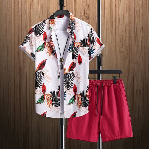 À imprimé tropical avec poche Chemise & à cordon Short (sans t-shirt) - SHEIN - Modalova