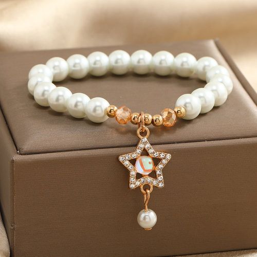 Bracelet de couleur aléatoire à strass à breloque étoile avec fausses perles - SHEIN - Modalova