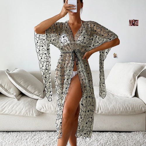 Kimono à imprimé cœur à nœud - SHEIN - Modalova