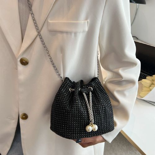 Sac seau mini à strass à fausses perles à cordon - SHEIN - Modalova