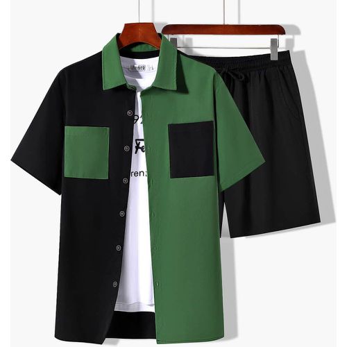 Chemise à blocs de couleur & Short à cordon(sans t-shirt) - SHEIN - Modalova