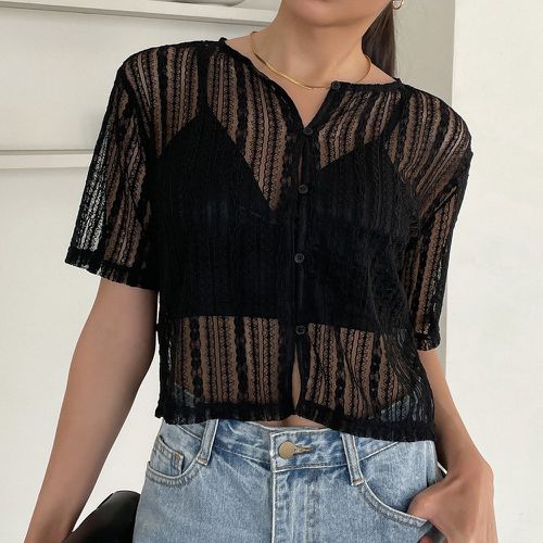 Blouse à bouton en dentelle (sans camisole) - SHEIN - Modalova