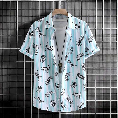Chemise à rayures à imprimé chat (sans t-shirt) - SHEIN - Modalova